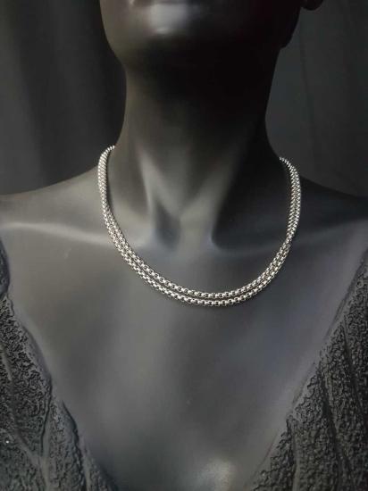 Vog Unisex Yuvarlak Sık İç İçe Halka Model Çelik Erkek  3mm-80 Cm Uzunluk Orta Kalınlıkta Kolye 