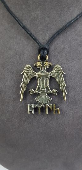 Vog Prinç Meteryal Göktürk Çift Başlı Anadolu Kartalı Deri İp Görünüm Sevgiliye,Arkadaşa Kolye