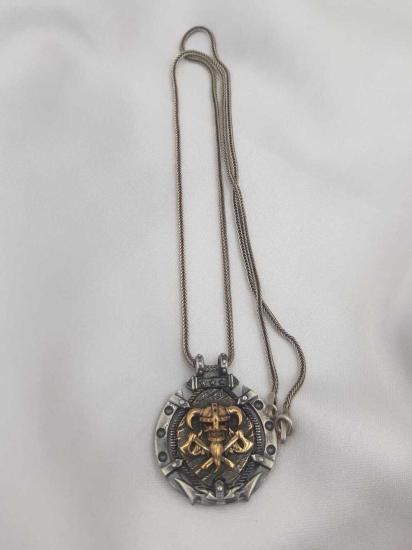  Erkek Gümüş Kolye - Vikings Savaşçısı Gotik Tasarım Işlemeli • Işıklı Kutuda • Sevgiliye • Eşe