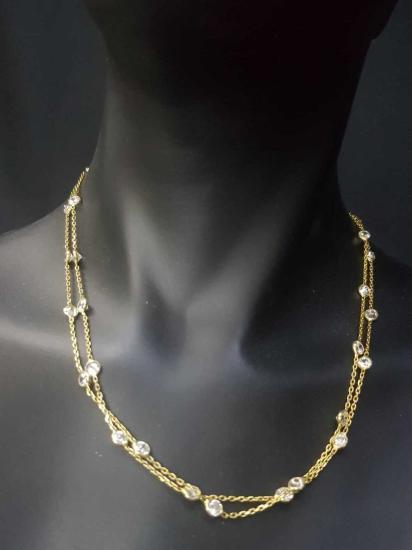 Vog Zirconia Taşlı Uzun Boy 80 Cm Yeşil Renk 925 Ayar Gümüş Kolye 