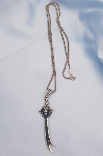 Vog Unisex Hz.ali Allahın Aslanı Ve Zülfikar Kılıcı 925 Ayar Gümüş Sevgiliye,Babaya Arkadaşa Kolye 