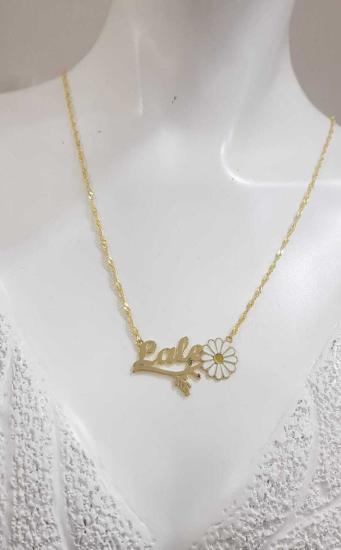 Vog Kişiye Özel Lale Yazılı Papatya Isim Kolye 925 Ayar Gümüş Sevgiliye,anneye,arkadaşa Kolye