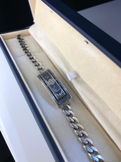 Erkek Gümüş Bileklik - Allah Ve Muhammed İşlemeli Gurmet Model Erkek Bileklik • Işıklı Kutuda