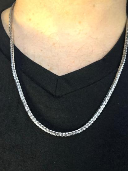 Erkek Çelik Kolye - 3Mm 60 cm Çelik Tilki Kuyruğu Beyaz Renk Sevgiliye Eşe Babaya Hediye Kolye