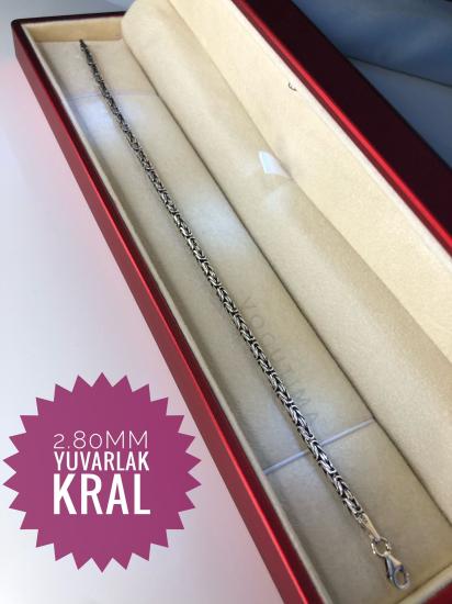 2.8mm Yuvarlak Kral 925 Ayar Gümüş Bileklik 