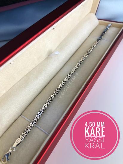 4.5 mm Dikdörtgen Yassı Kral Erkek Gümüş Bileklik Işıklı Kutuda • Sevgiliye • Eşe  • Babaya Hediye Bileklik