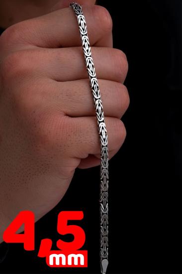 4.5 mm Dikdörtgen Yassı Kral Erkek Gümüş Bileklik Işıklı Kutuda • Sevgiliye • Eşe  • Babaya Hediye Bileklik