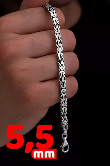 5.5 mm Dikdörtgen Yassı Kral Erkek Gümüş Bileklik Işıklı Kutuda • Sevgiliye • Eşe  • Babaya Hediye Bileklik