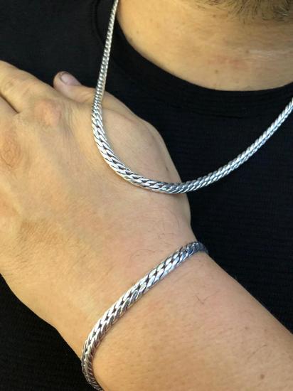 5mm İtalyan Bombeli Zincir Set 925 Gümüş • Işıklı Kutuda • Sevgiliye • Eşe • Babaya • Bileklik Kolye