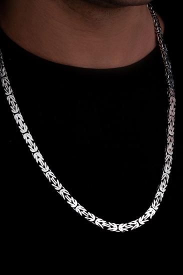 6.5mm Kare Kesim Yassı Kral Gümüş Kolye • Işıklı Kutuda • Sevgiliye • Eşe • Babaya Kolye