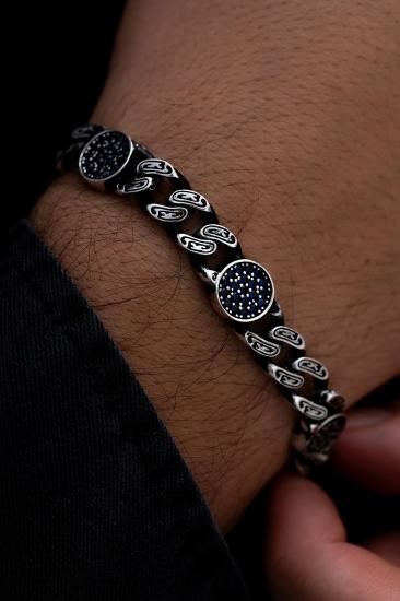 Geometrik Şekilli Mavi Zirkonia Taşlı Gümüş Işıklı Kutuda • Sevgiliye • Eşe • Babaya • Bileklik