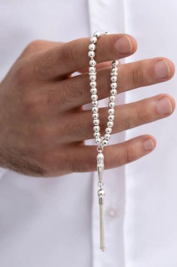 Erkek Gümüş Tesbih • Düz Küre Küçük Boy 18gr Işıklı Kutuda Sevgiliye • Eşe • Tesbih