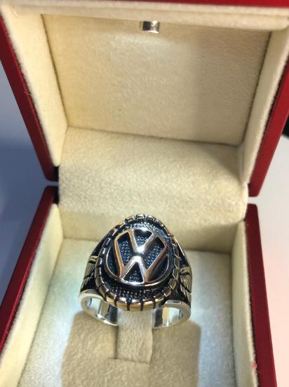 Erkek Gümüş Yüzük - Volkswagen Amblemli Logolu •Işıklı Kutuda • Sevgiliye • Eşe • Babaya Yüzük