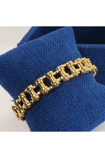 Vog Altın Sarısı Motosiklet Bisiklet Zinciri Sevgiliye,Eşe,Babaya,Arkadaşa Hediye Çelik Bileklik 