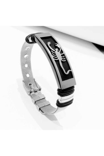 Vog Akrep Motifli Paslanmaz Hasır Kordonlu Sevgiliye,Eşe,Babaya,Arkadaşa Hediye Çelik Bileklik