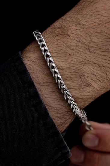 Erkek Çelik Bileklik - Kare Örme Model • Sevgiliye • Eşe • Babaya • Arkadaşa Hediye 