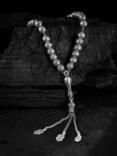 Erkek Tesbih Işıklı Kutuda • Hicran Oksitli Gümüş • Sevgiliye • Eşe • Babaya 29Gr Tesbih