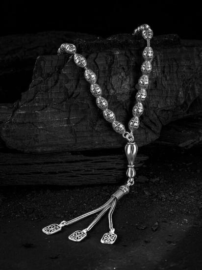 Erkek Tesbih Işıklı Kutuda • Efkar Oksitli Gümüş • Sevgiliye • Eşe • Babaya 27Gr Tesbih