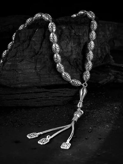 Erkek Tesbih Işıklı Kutuda • Efsun Oksitli Gümüş • Sevgiliye • Eşe • Babaya 41Gr Tesbih