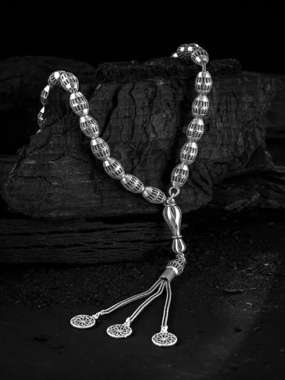 Erkek Tesbih Işıklı Kutuda • Vecize Oksitli Gümüş • Sevgiliye • Eşe • Babaya 36Gr Tesbih