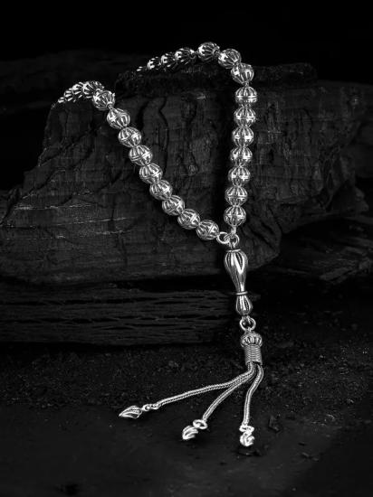 Erkek Tesbih Işıklı Kutuda • Vuslat Oksitli Gümüş • Sevgiliye • Eşe • Babaya 29Gr Tesbih