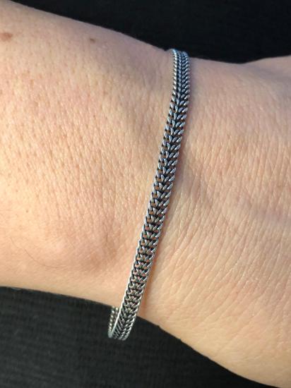 Erkek Gümüş Bileklik - 4mm Ezme Tilki Old Money İtaly Luxury Erkek Bileklik • Işıklı Kutuda