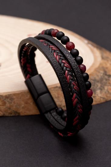 Vog Deri Ve Boncuk Kombin Sevgiliye,Eşe,Babaya,Arkadaşa Hediye Bileklik