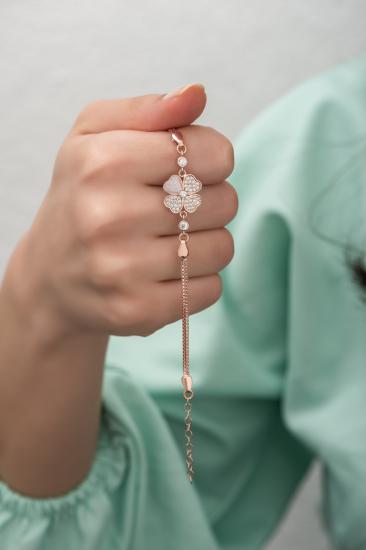  Kadın Bileklik - Dört Yapraklı Yonca Çiçeği 925 Ayar Gümüş Sevgiliye  • Eşe İyi Şans Bilekliği