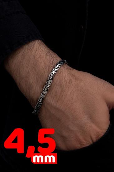 4.5mm Yassı Ezme Kral Model 925 Ayar Erkek Gümüş Bileklik