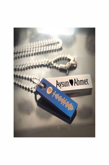 Vog Kişiselleştirilen Spotify Unisex Çelik Kolye Seti Sevgiliye,Eşe,Arkadaşa Hediye Kolye