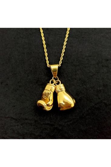 Vog Xuping Vip Altın Çift Çelik Boks Eldiveni Sevgiliye,Babaya,Eşe,Arkadaşa Hediye Kolye Zincir 