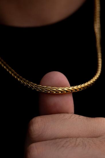 Vog Çelik Erkek - Altın Kaplama Yılan Model Çelik Sevgiliye,Babaya,Arkadaşa Hediye Kolye