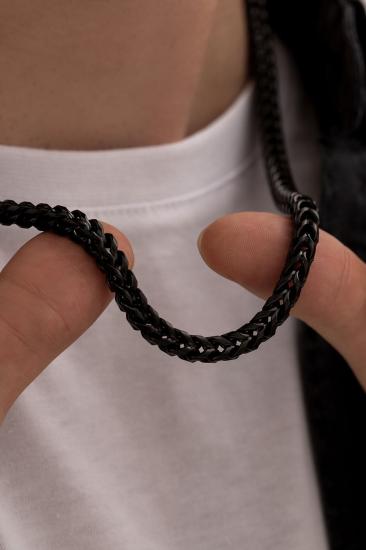 Vog 9 Mm Kalınlık Kare Model Siyah Renk Sevgiliye,Eşe,Babaya,Arkadaşa Hediye Çelik Kolye