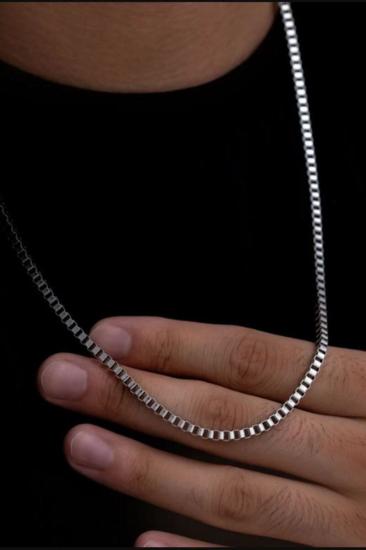 Vog 3 Mm Orta Kalınlıkta Küp Model Erkek Çelik Kolye - Sevgiliye - Eşe - Babaya - Arkadaşa Kolye