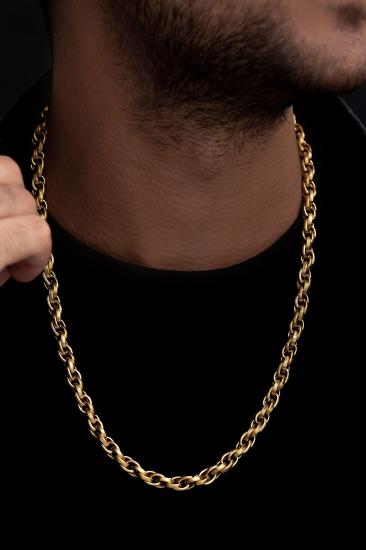 Sarmal Model Çelik Kolye - 22 Ayar Gerçek Altın Kaplama Sevgiliye - Eşe- Babaya - Arkadaşa Kolye