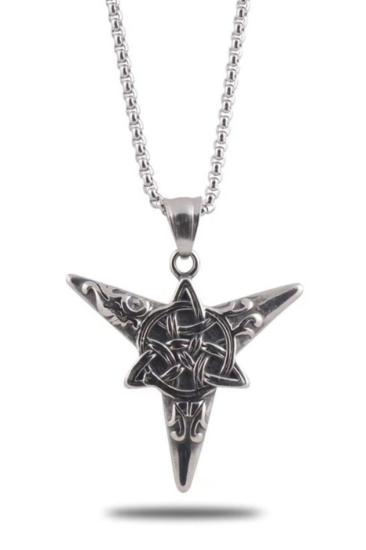 Üçgen Yıldız Sembol Erkek Çelik Zincir Sevgiliye - Eşe - Babaya - Arkadaşa Hediye Çelik Kolye