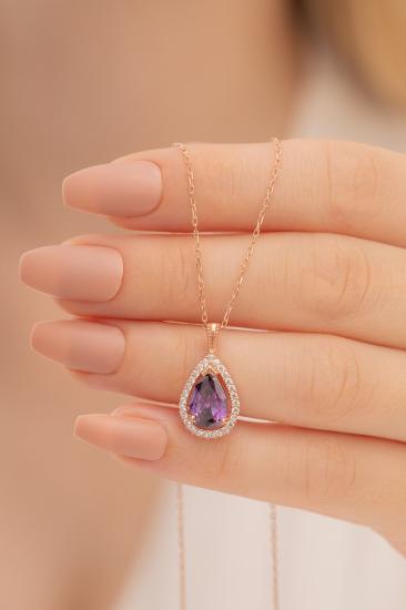 Vog Damla Model Mistik Topaz Taşlı 925 Ayar Gümüş Sevgiliye,Anneye,Eşe,Arkadaşa Hediye Kolye