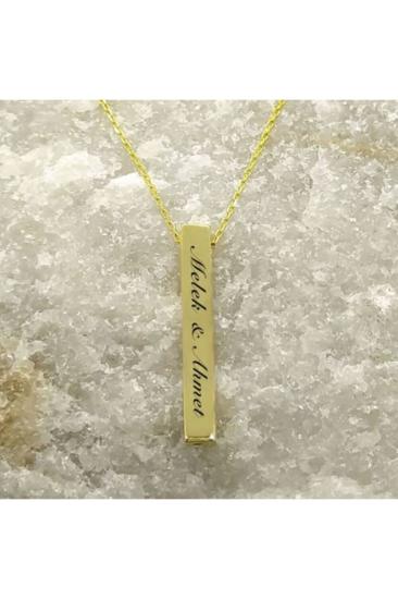 Vog Altın Kaplama Çubuk 925 Ayar Gümüş Kolye Sevgiliye,Anneye,Eşe,Arkadaşa Hediye Kolye