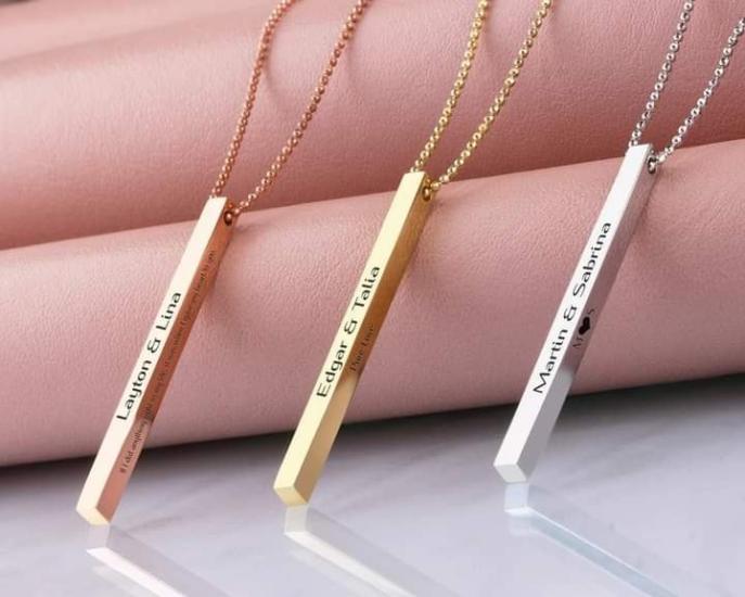 Vog Altın Kaplama Kadın Çubuk 925 Ayar Gümüş Kolye Sevgiliye,Anneye,Eşe,Arkadaşa Hediye Kolye