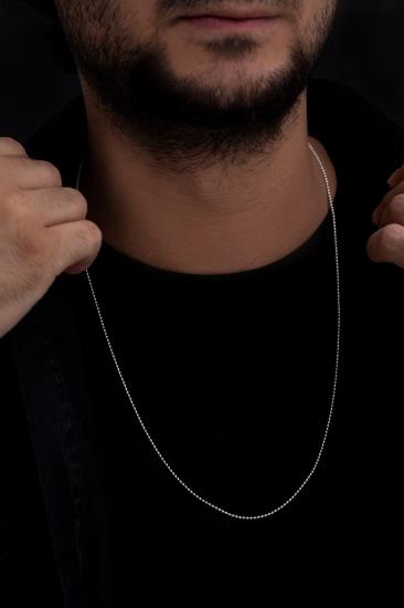 Vog 1,5mm Top Zincir Model 925 Ayar Gümüş Erkek Kadın Kolye Zincir
