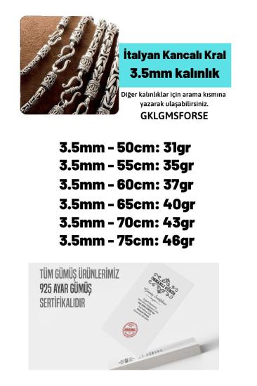 3.5mm Italyan Kancalı Kral Model 925 Ayar Gümüş Kolye Zincir