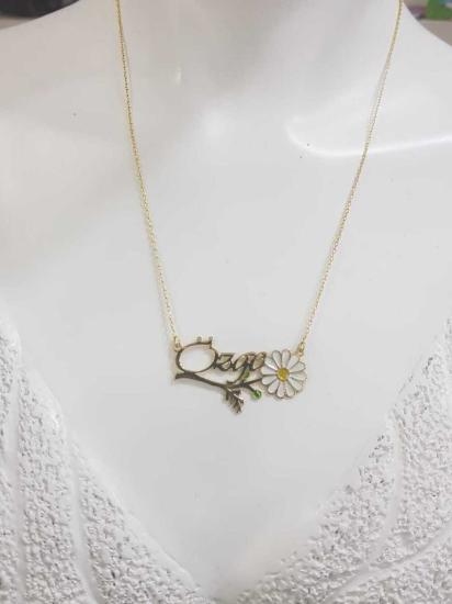 Vog Kişiye Özel Özge Yazılı Papatya Isim Kolye 925 Ayar Gümüş Sevgili,Anneye,Arkadaşa Kolye