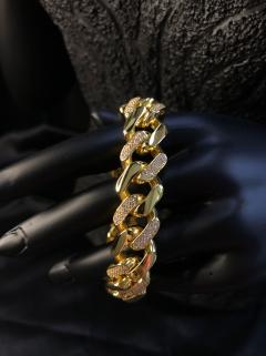 VOG KİLİT KISMI TAŞ DETAYLI KALIN TAŞLI GÜRMET SARI RENK GÜMÜŞ BİLEKLİK