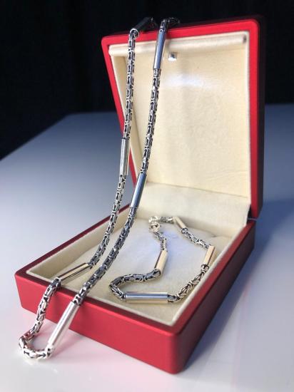 Erkek Gümüş Set - 2.8 mm Özel Tasarım Silindir Parçalı Yuvarlak Kral Model Erkek Set • Işıklı Kutuda