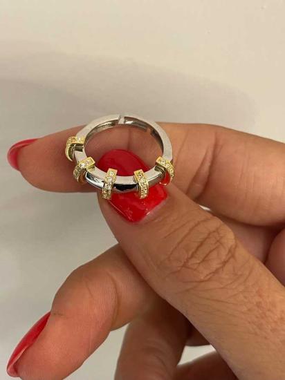 Vog Tiffany Tasarım Silindir Model Beyaz V Yeşil Taşlı 925 Ayar Gümüş Sevgiliye,Eşe,Anneye Yüzük