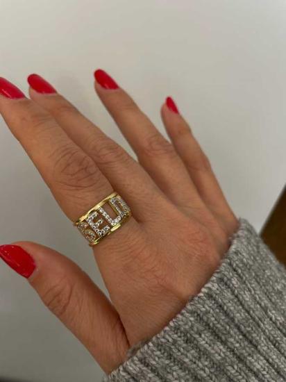 Vog Kişiye Özel Taşlı 925 Ayar Gümüş Sevgiliye,Anneye,Arkadaşa Hediye Yüzük