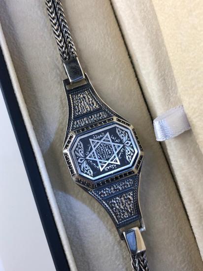 Erkek Gümüş Bileklik - Hz Süleyman İşlemeli Tilkikuyruğu Zincirli Erkek Bileklik • Işıklı Kutuda