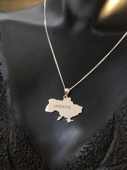 Erkek Kadın Gümüş Kolye - Ukranie (UKRAYNA) Haritası Bayrağı 925 Ayar Gümüş Ülke Kolye