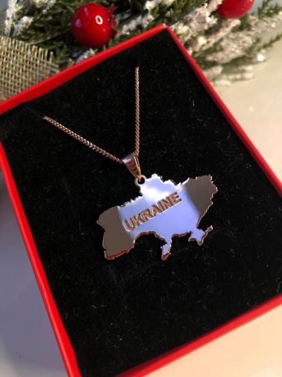 Kadın Gümüş Kolye - Ukranie (UKRAYNA) Haritası Bayrağı Rose Renk 925 Ayar Gümüş Ülke Kolye