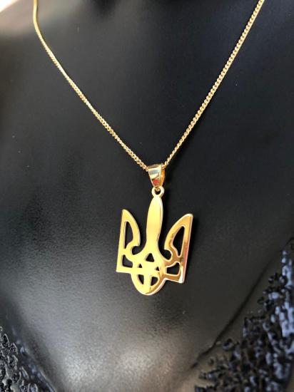 Kadın Erkek Gümüş Kolye - Ukranie (UKRAYNA) Ulusal Sembolü Gold Renk 925 Ayar Ülke Kolye